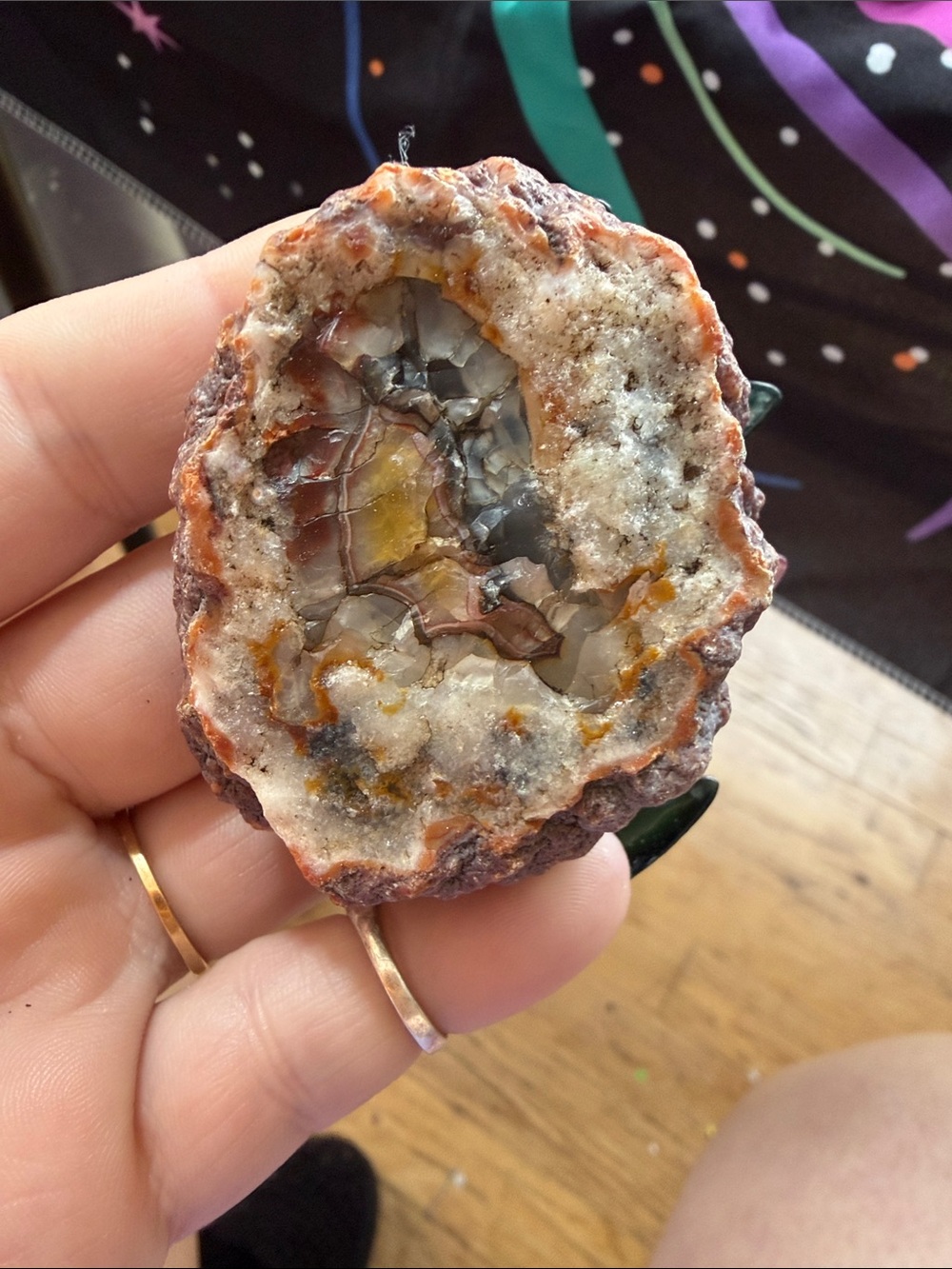Polished Agate Geode Slice Decorative Accent - Brown & White